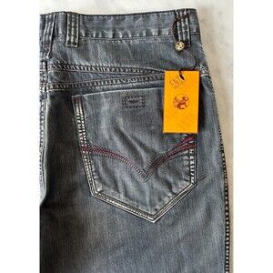 Enzo Darby-3 Gray Denim Jeans Men’s 34x35 100% Cotton Classic Fit Zip